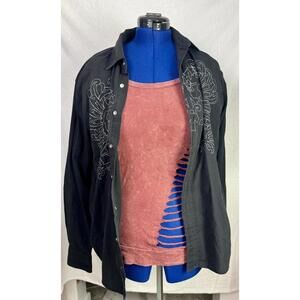 Distressed Burgundy Cutout Long Sleeve Top | Unmarked Y2K Grunge Women’s M/L